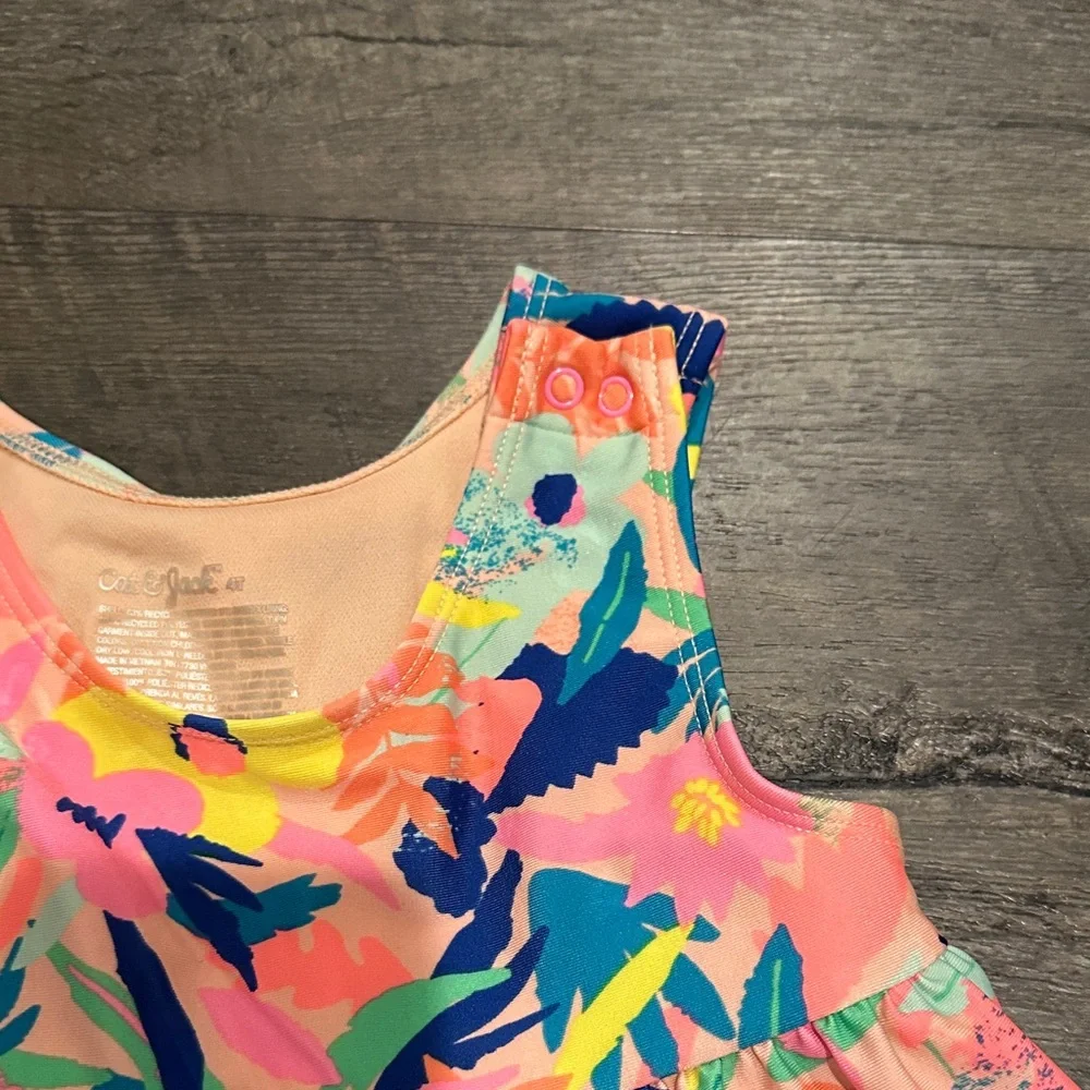 Cat & Jack 4T Adaptive Tropical Tiered Ruffle Tankini Swim Top‎